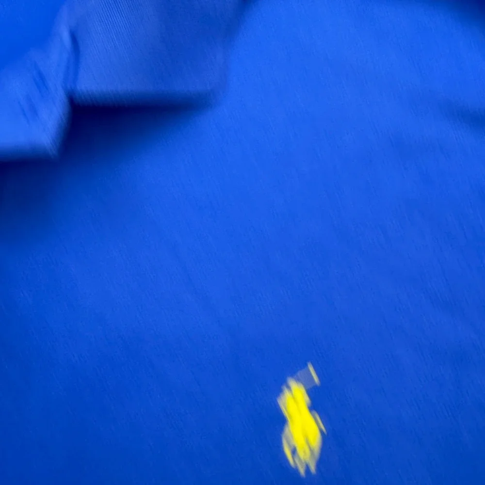 Polo Ralph Lauren Shirt Mens Large Blue Short Sleeve‎ Yellow Pony Logo Golf